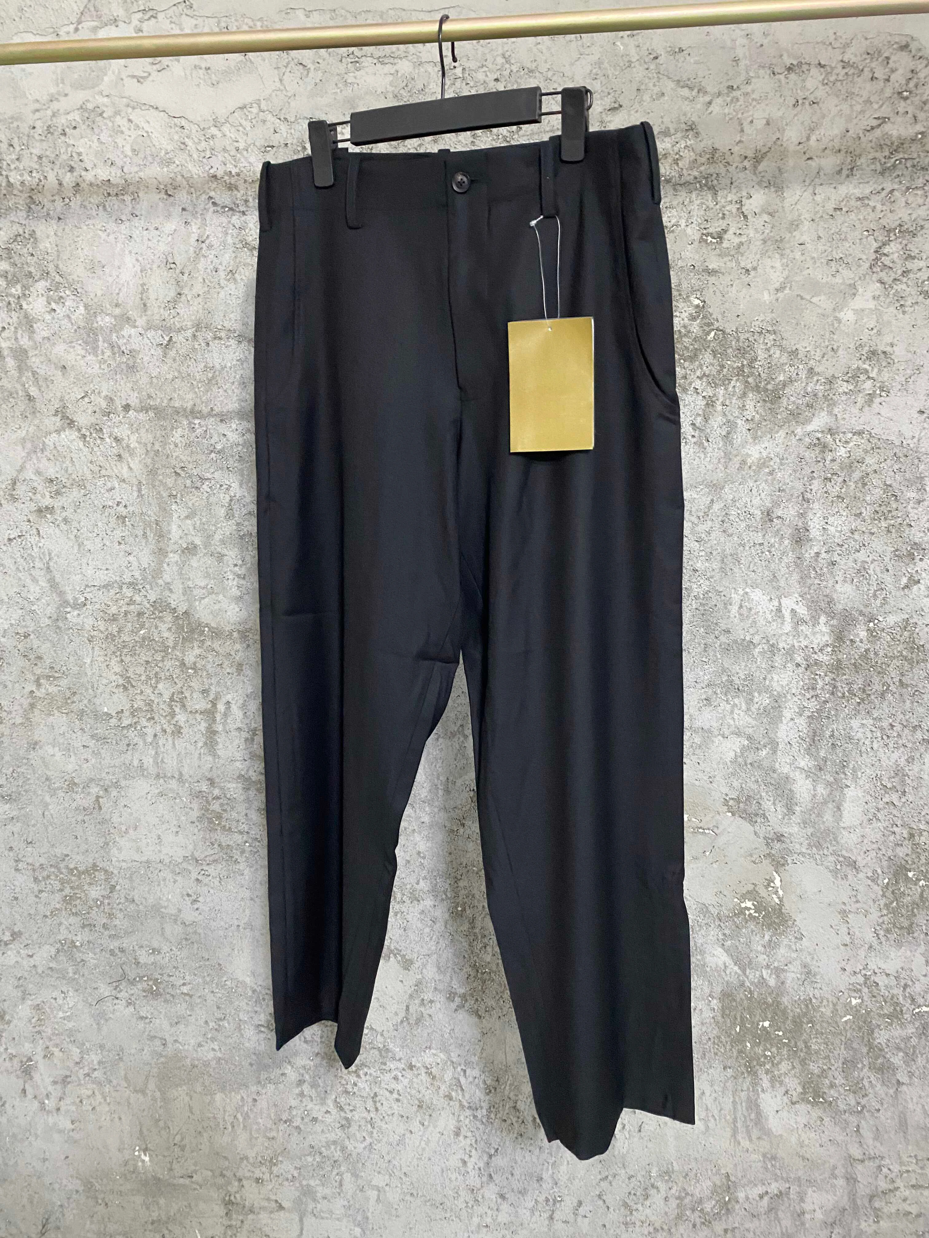 

TOP-YAMAMOTO black long pants with a design sense, pocket style, casual mid-waist wool casual pants