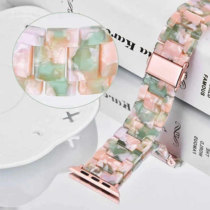 Apple Watch 시리즈 용 수지 스트랩 Ultra 2 49mm 10 46mm 42mm 스트랩 스틸 팔찌 iWatch 9 8 7 6 5 4 SE 45mm41mm 44mm40mm Correa