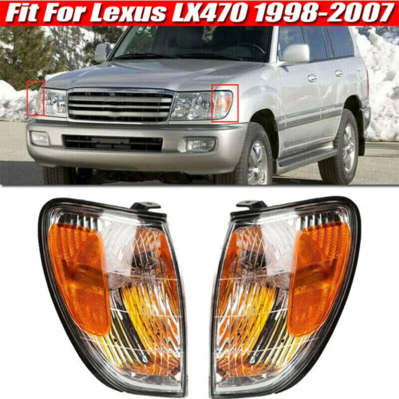 Fit For Lexus LX470 1998-2000 2001 2002 2003 2004 2005 2006 2007 Fornt Bumper Turn Signals Lights Corner Brake Lamp No Bulb