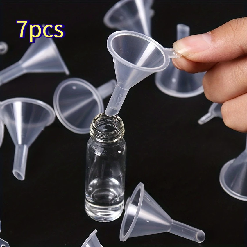 7 pcs/group, small plastic funnel, suitable for empty bottles filled with perfumes, mini liquids, essential oils