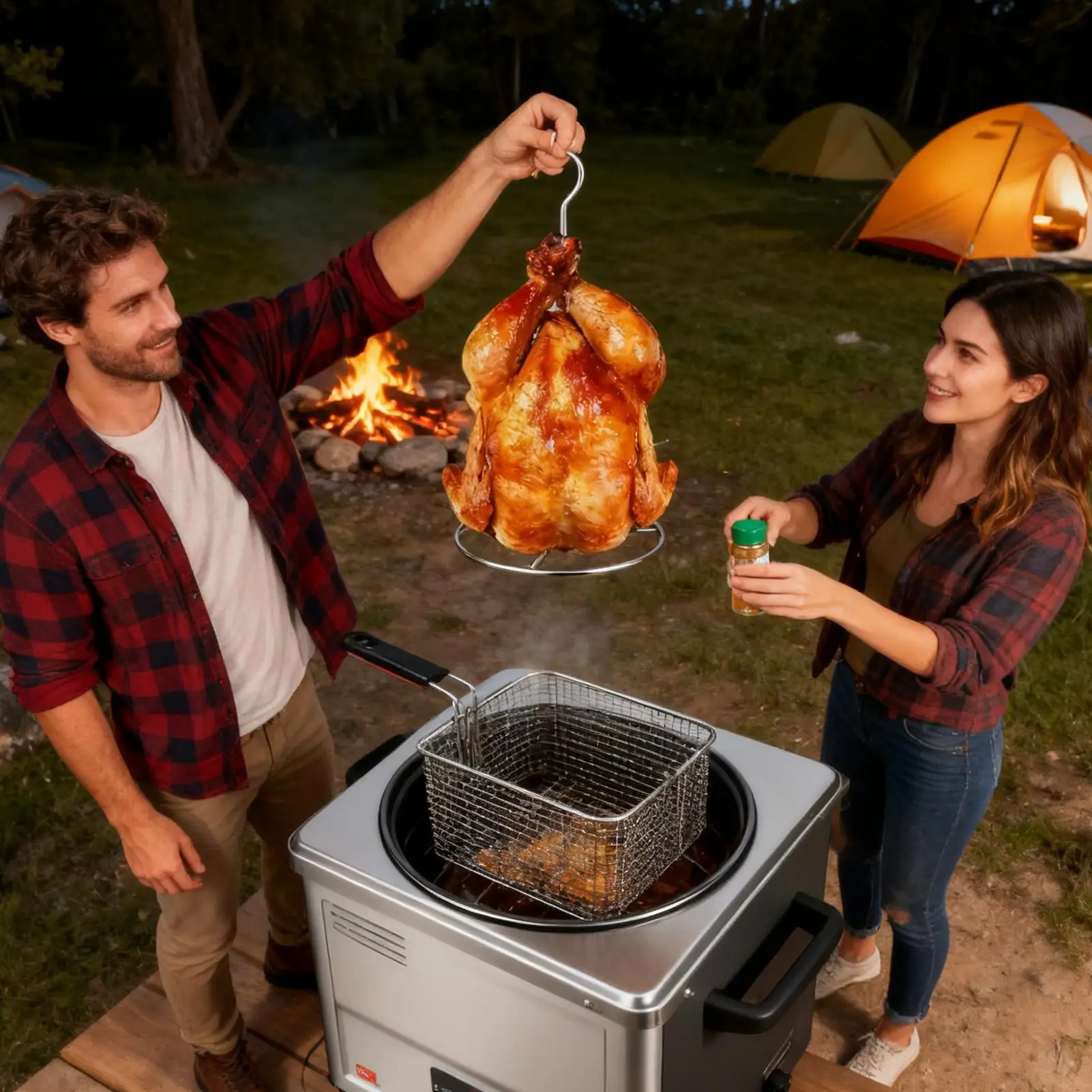 

Turkey Stand Stainless Steel Vertical Roaster Rack Turkey Fryer Stand Kit With Lifter Hook For Thanksgiving Day Backyard Picnic