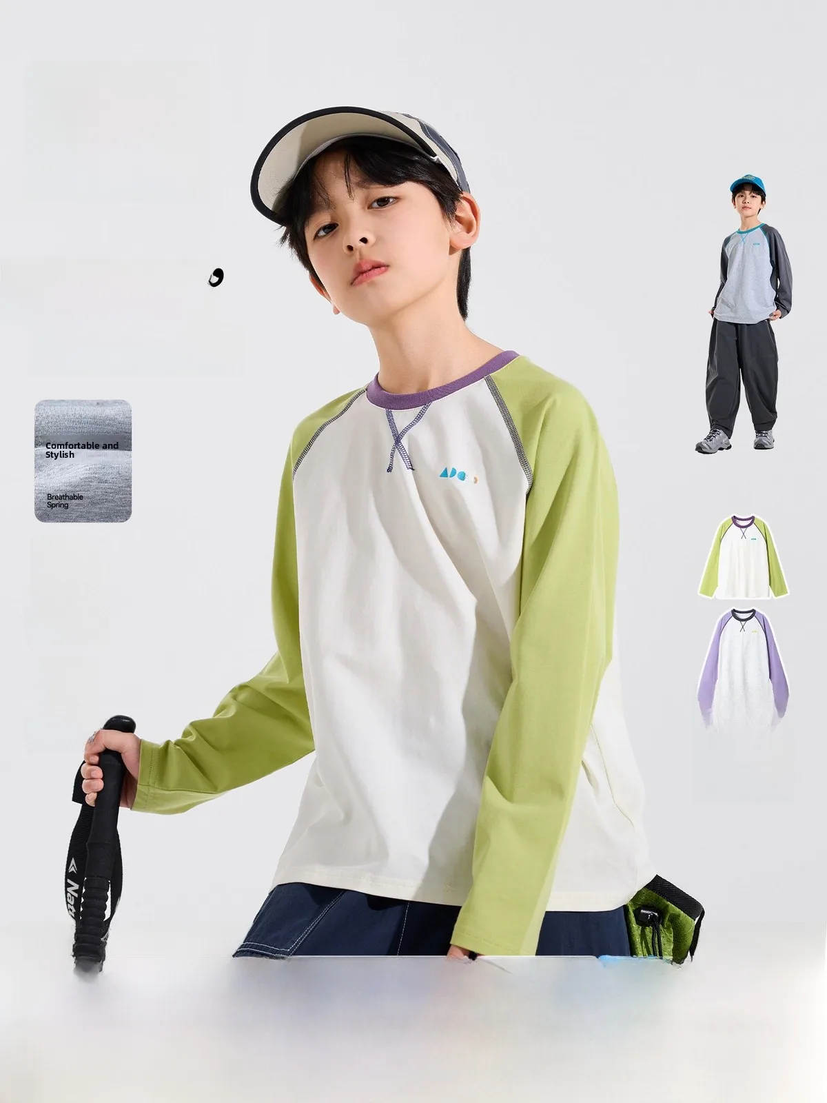 

Bluem Long Sleeve T-Shirt for Boys Outdoor Base Layer Spring Clothing Teenage Kids Cotton Blend Fabric Breathable Casual Tee
