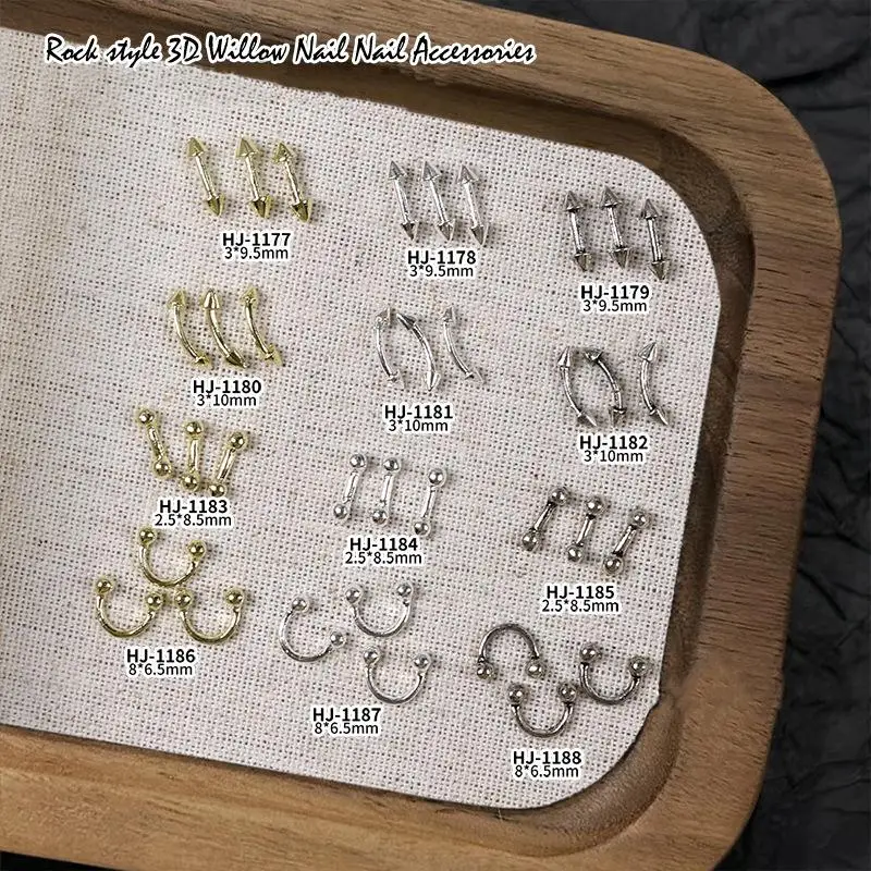 20 stuks nagelbedels ontwerp punk stijl nagelonderdelen legering studs goud zilver curve pijl klinknagel decoratie nagels kunstaccessoires