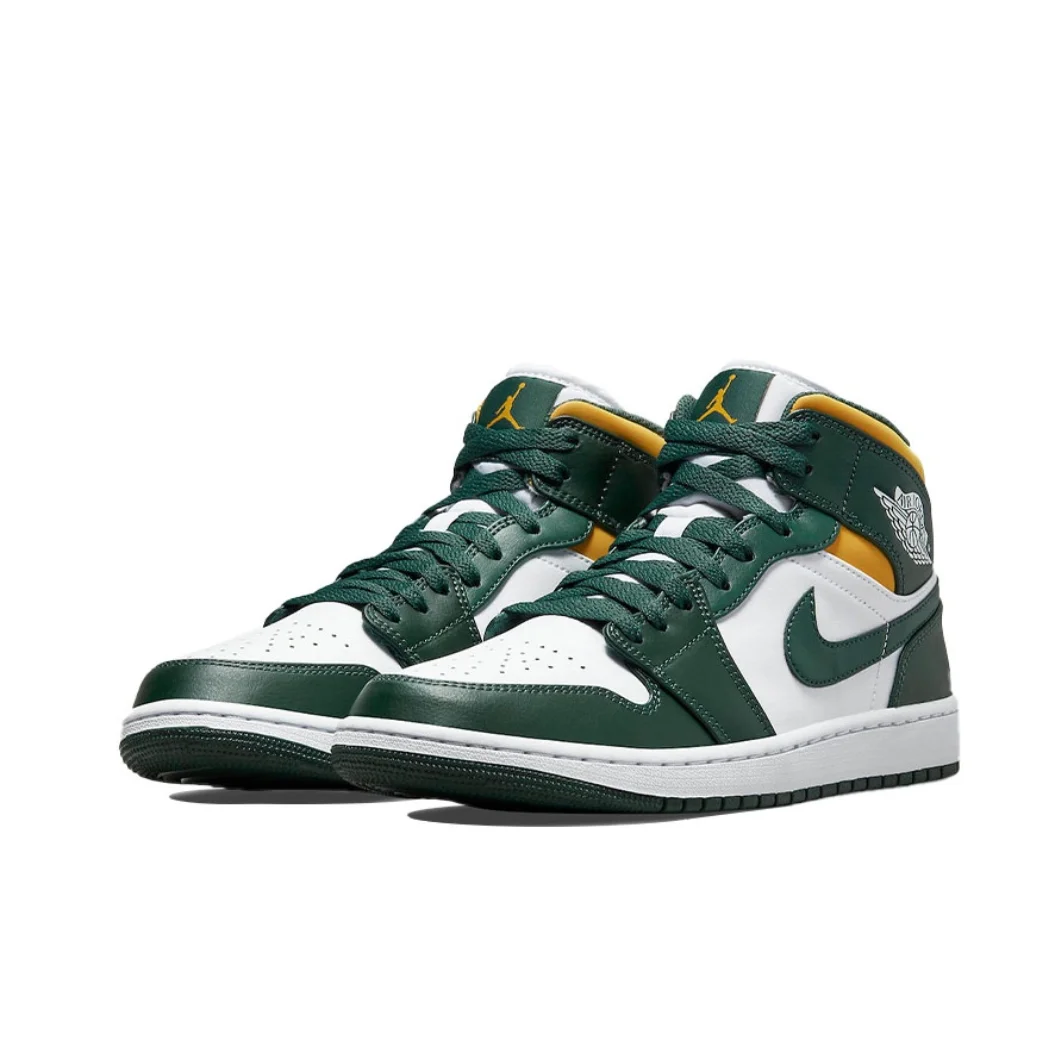 Nike Air Jordan 1 Mid Men's Board Shoes supportive comfort casual shoes winter cushioning lightweight breathable lake green