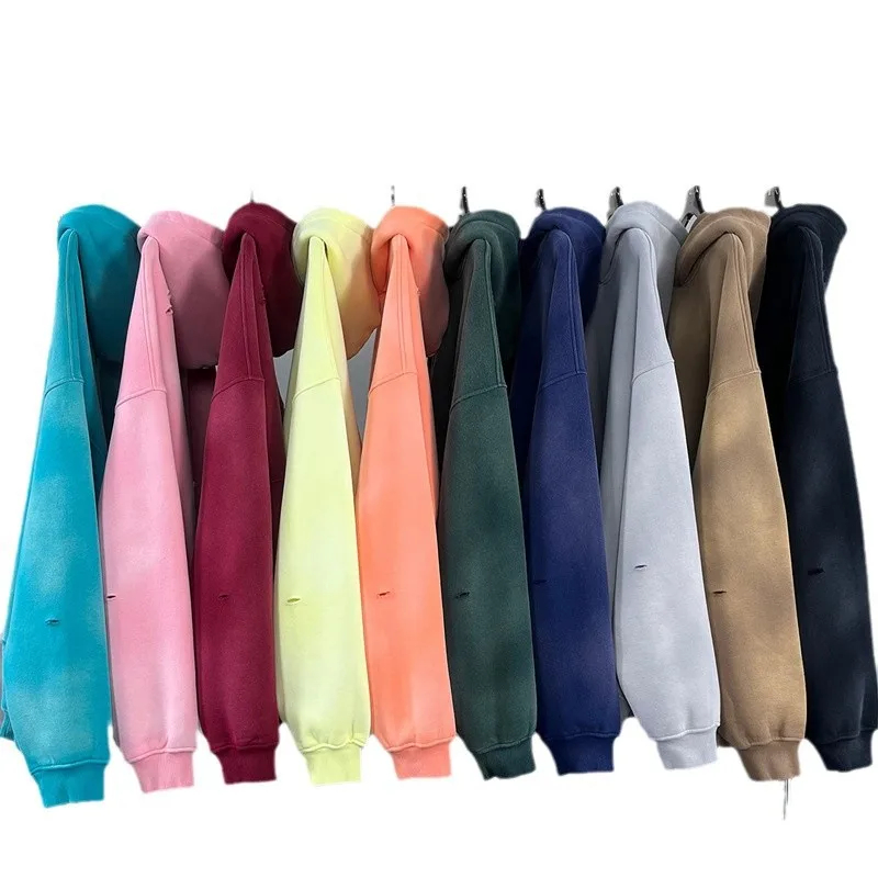 

Washed Male Set Sweatshirt Splash-ink White Spray Dye Velvet Hoodies Autumn Spring New Trendy Male Wear Hoodies