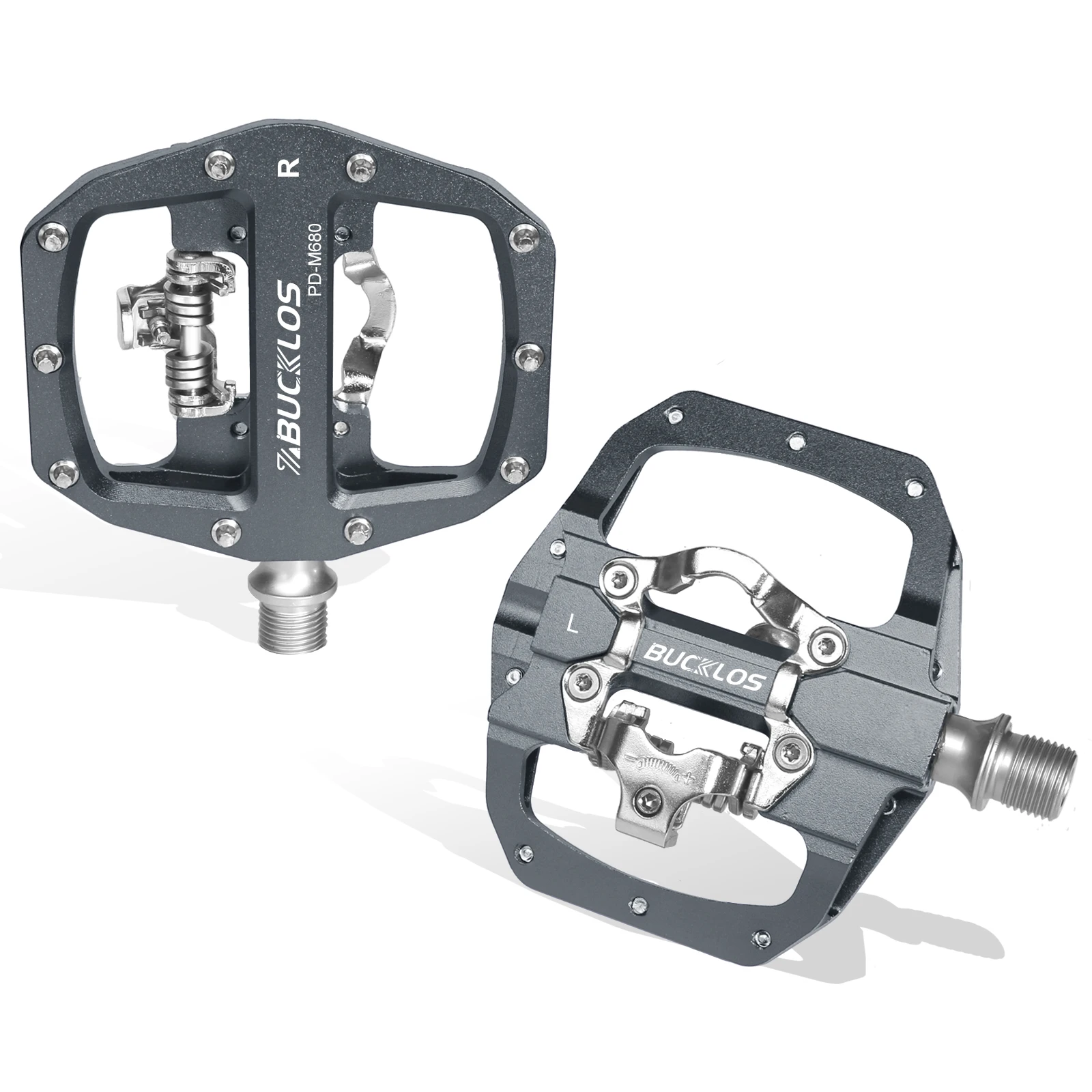 BUCKLOS Pedalen MTB Fiets Platte Pedaal Platform Lager Dubbele Functie Fit SPD Systeem Aluminium Mountainbike Pedaal Fiets Onderdeel