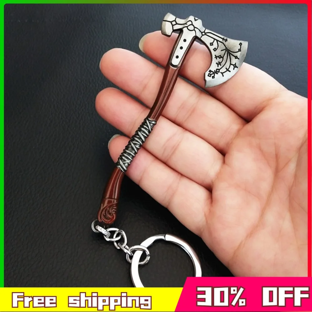 In Stock 10CM God of War Kratos Leviathan Axe Keychain Game Peripheral Metal Model Sword Desktop Decoration Birthday Gift Toys