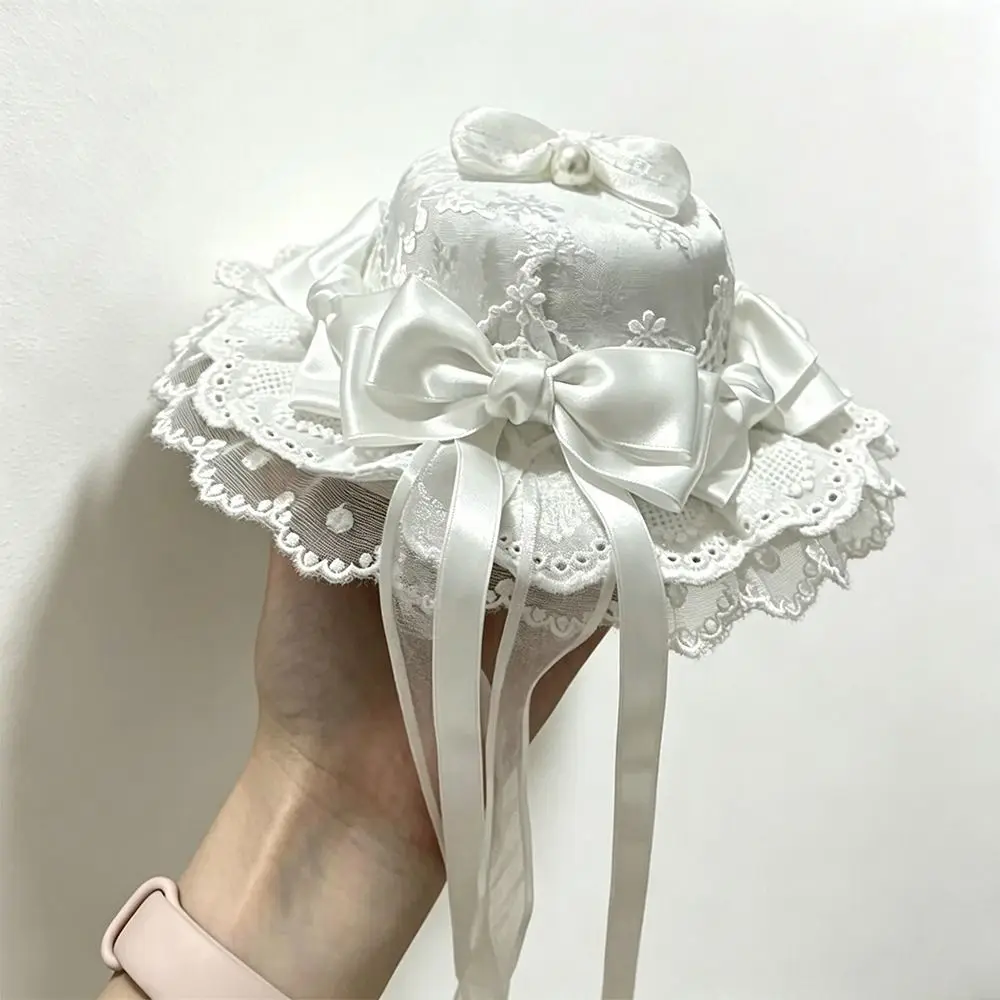 Kawaii Bowknot Mini Top Hat Fascinator Vintage Bow Hair Clip Exquisite Elegant Lace Hair Clip Anime