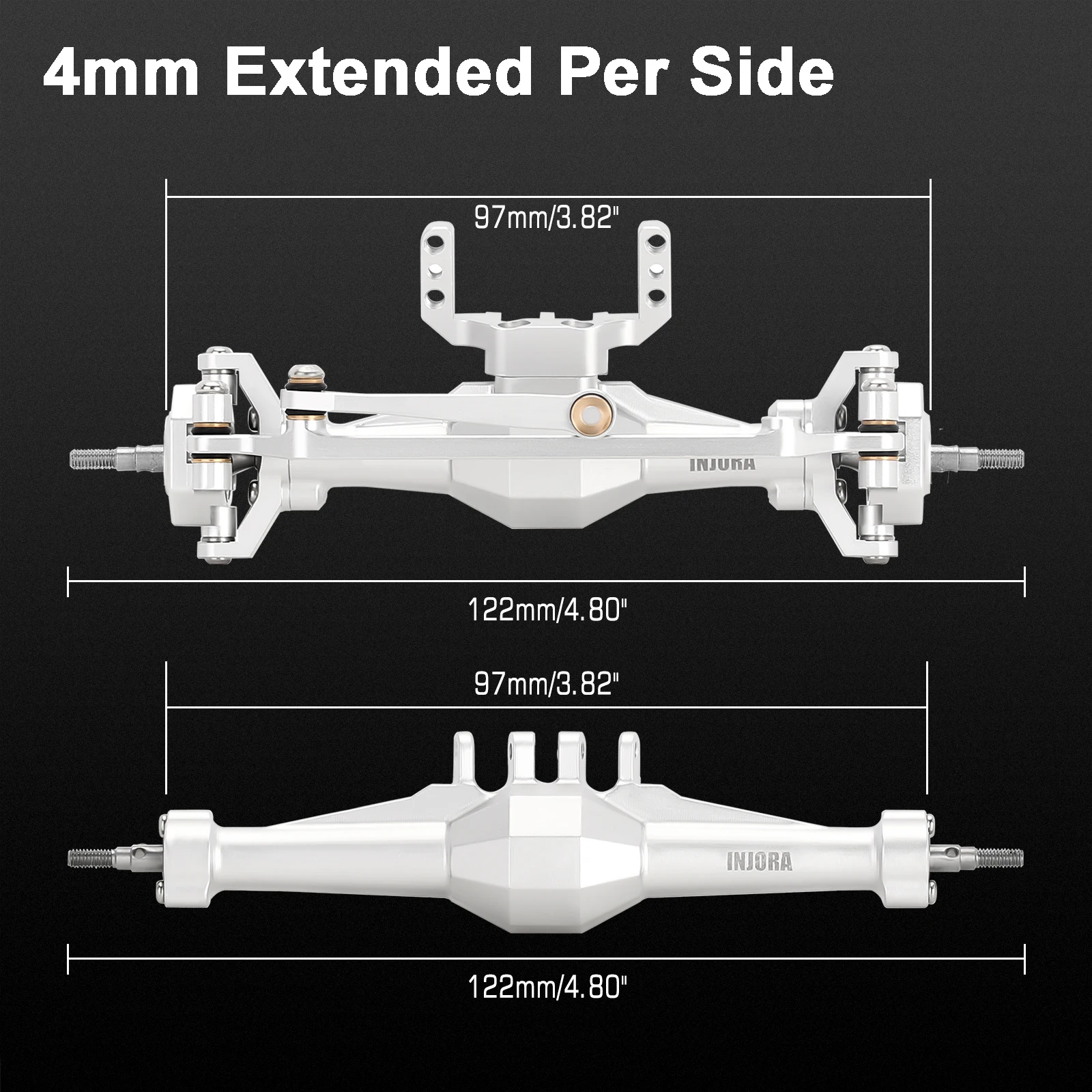 Diamond Axles +4mm with Lay Down Servo Mount & Links for 1/18 RC Crawler TRX4M