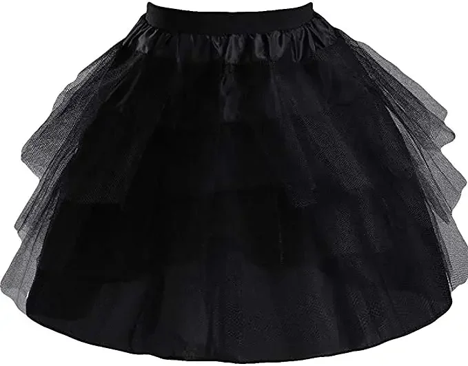 Girls 3 Layers Tulle Short Wedding Flower  Petticoat Slips Underskirt