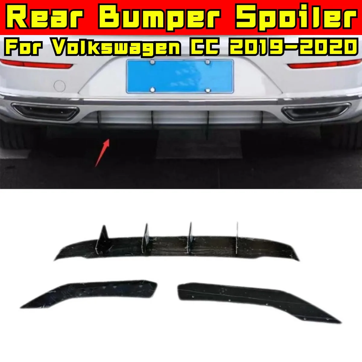 For Volkswagen CC Shooting Brake 2019-2020 Car Rear Bumper Spoiler Lip Diffuser Modification Bumper Protector Car Accessories