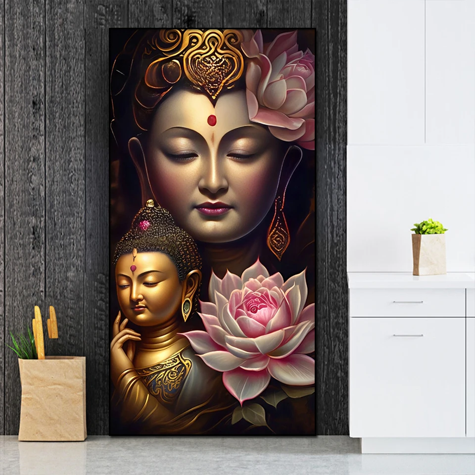 Lotus Buddha Diamond painting New 2024 Full Square Round diamond art Jewelry cross stitch mosaic Picture Religion Home Decor