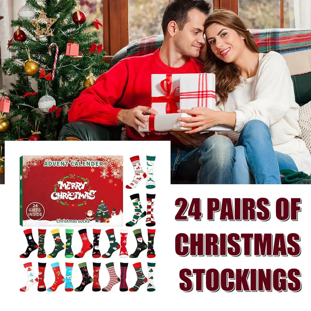 24 Days Of Christmas Socks Advent Calendar For Men Advent Calendar Funny Festive Holiday Countdown Christmas-themed Socks G V1l0