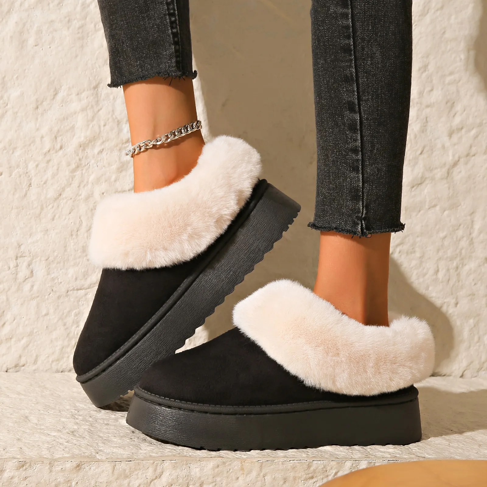 New Winter Home Slippers Full Coverage Heel Couple Style Indoor Outdoor Warm Cotton Shoes Women's Slip-On Plaid Sandals image 5