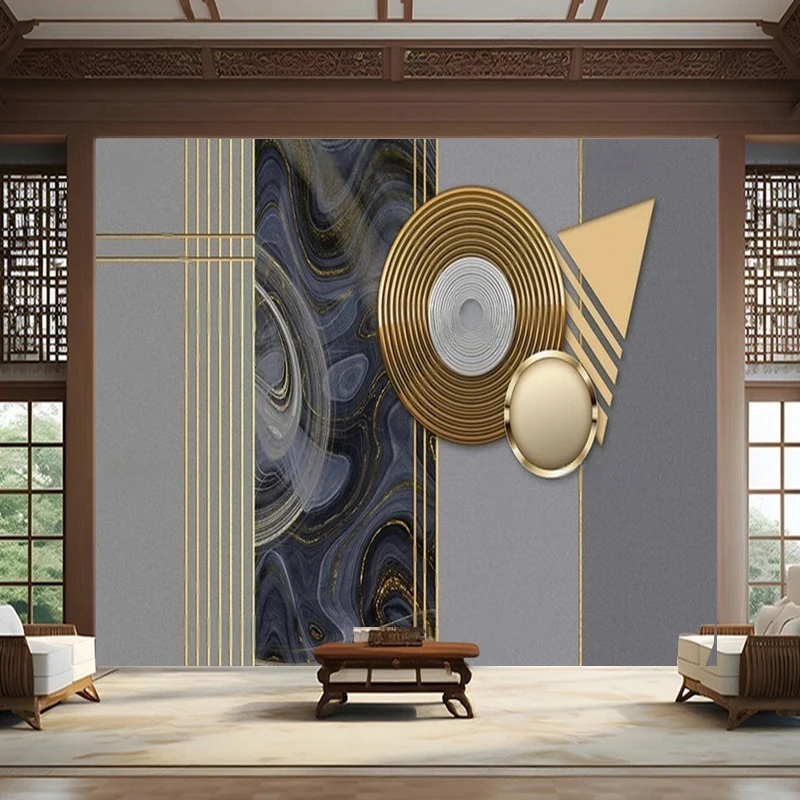 Modern Light Luxury Three-Dimensional Gilded Texture Marble Wall Paper For Living Room Screen TV Decoration And Mural Painting