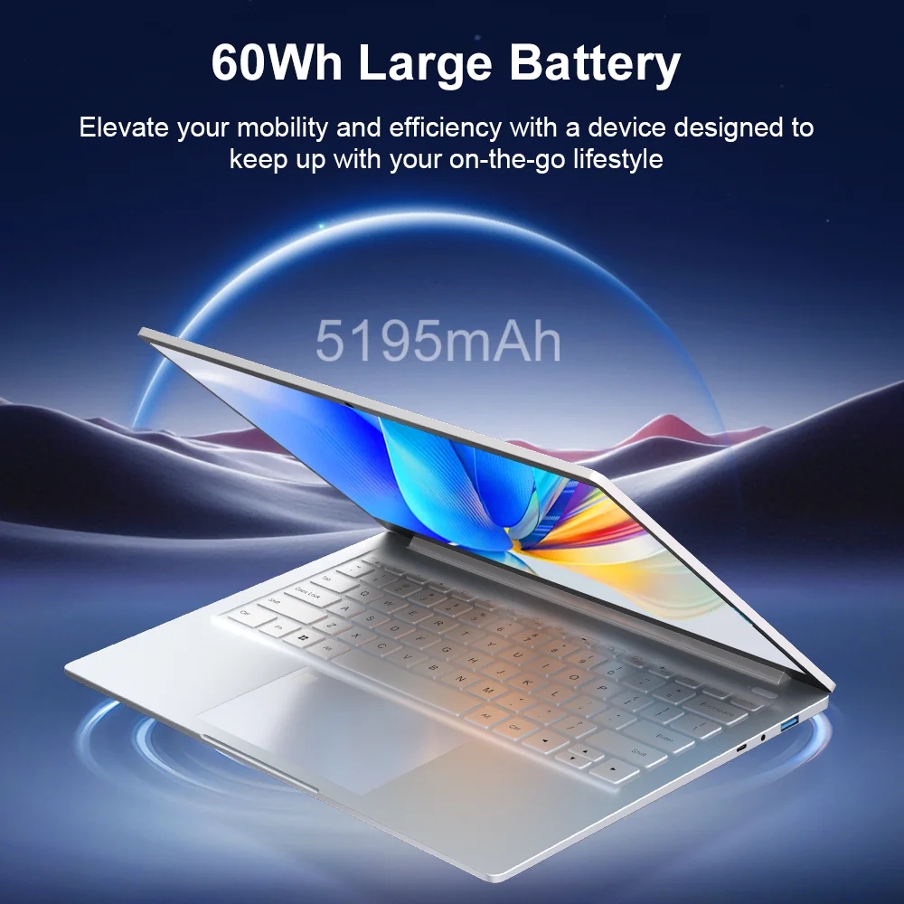 تابلت نينكير S14 للكمبيوتر المحمول AMD Ryzen ™   5 7535HS 14 بوصة 16GB LPDDR5 1 تيرا بايت SSD كمبيوتر محمول واي فاي 6 يدعم التعرف على بصمات الأصابع