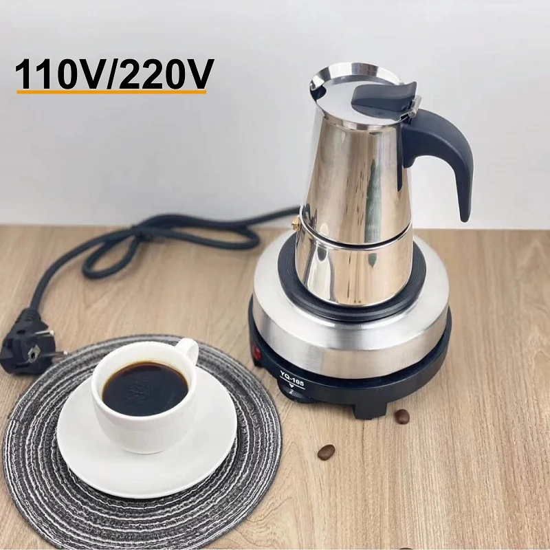 

110V/220V Coffee warmer Electric Stove Coffee Pot Stainless Steel ltalian Moka Pot Portable Electric Coffee Utensil Set 500W
