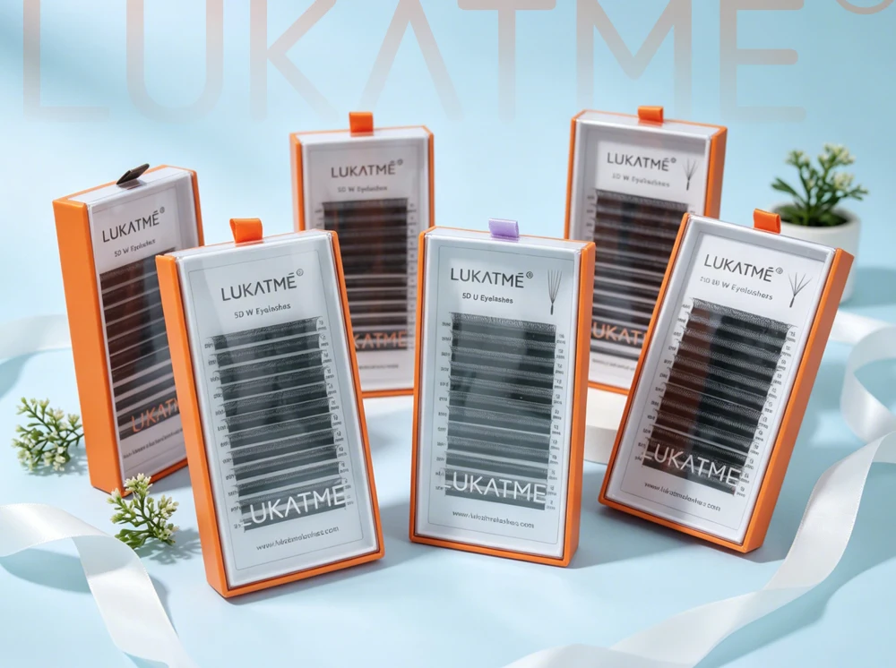 LUKATME M/C/D Curl 7-14mm Foxy Volume 4D 5D Wimpern Braun YY Wimpern Vorgefertigte 6D 7D 8D Fächer Flauschige U-6D Falsche Wimpernverlängerung – Detail 1