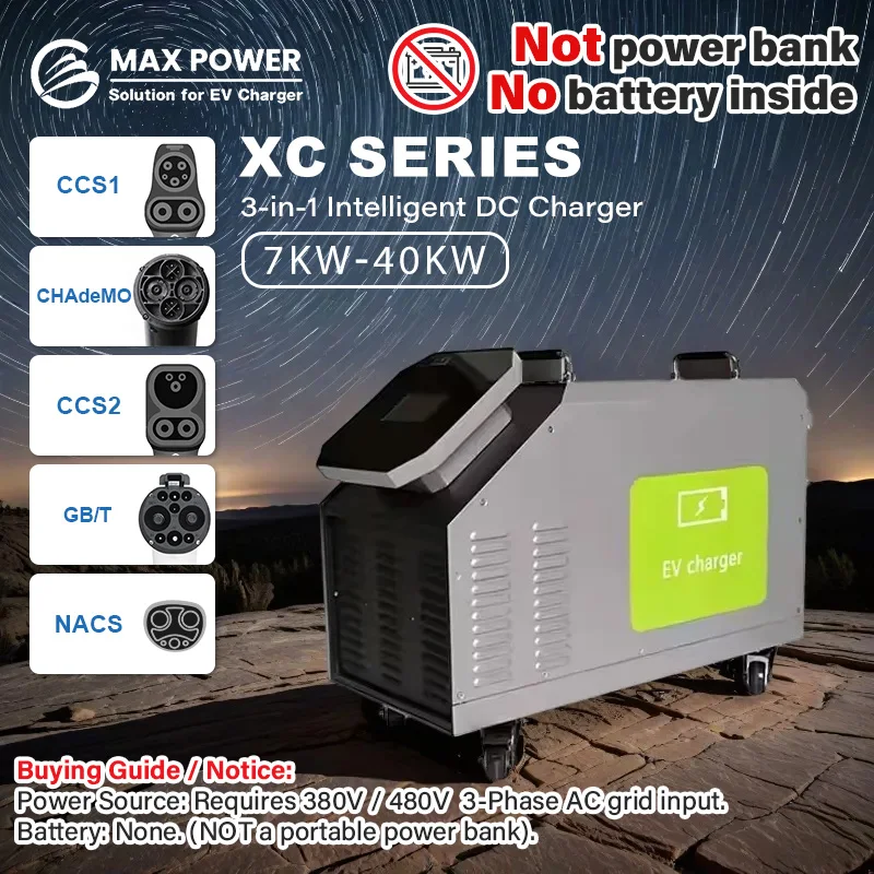High Quality OEM ODM 480V 3 Phase AC Power Input Electric Vehicle 20kw DC Portable EV Fast Charger GBT Mobile Charging Station