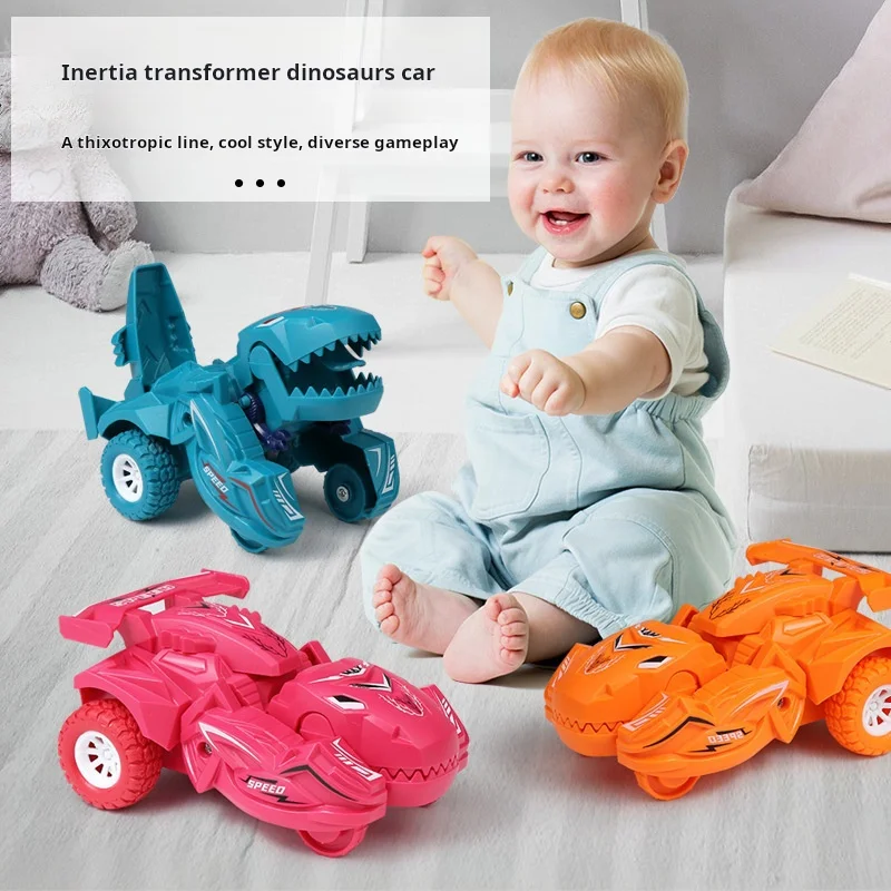 

2 IN 1 Dinosaur Deformation Car Model Toy For Boys One Step Action Collision Transformation Mini Vehicles Toy Gift for Children