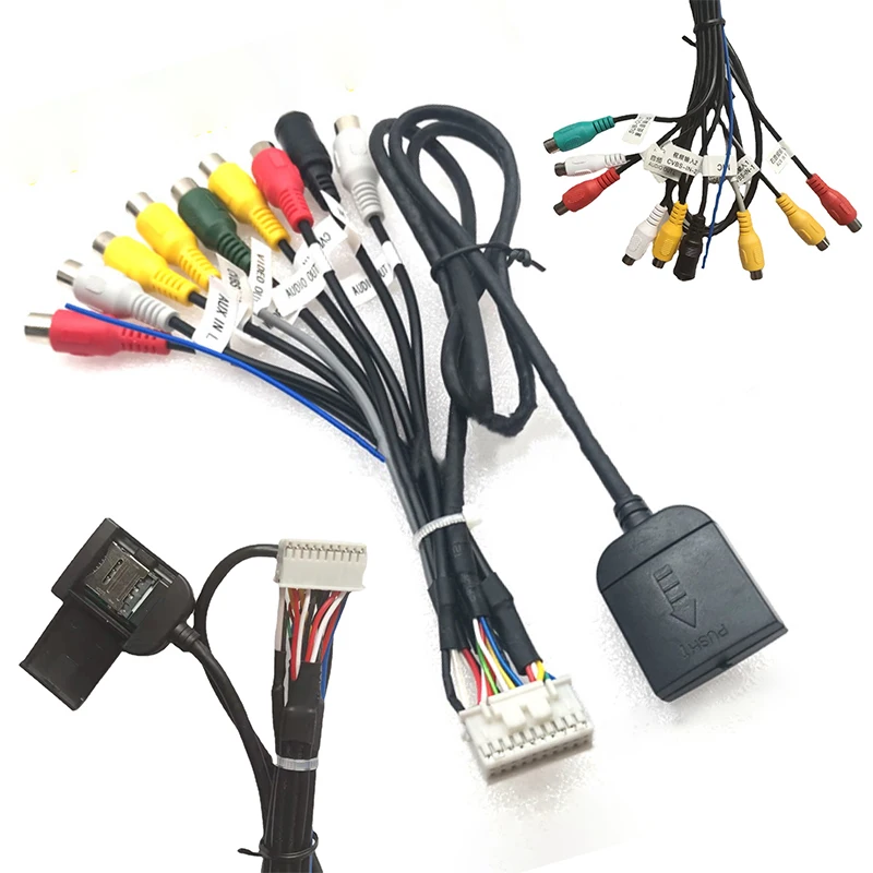 Car Radio RCA Output Wire Harness Wiring Connector Adaptor Cable 4G SIM Car Slot Car Radio +4G Antenna Cable