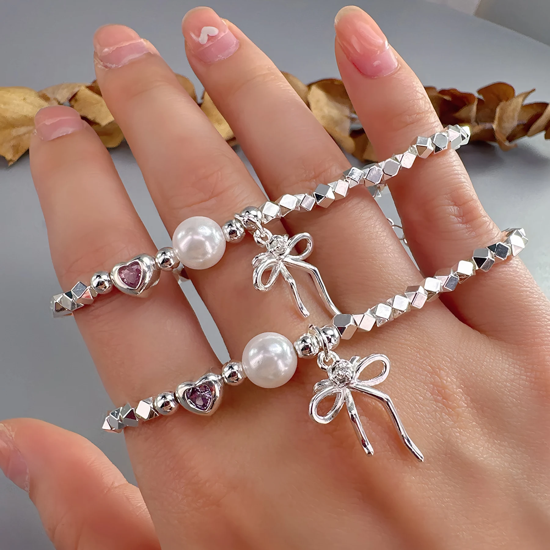 سام الباندا 925 فضة شل اللؤلؤ الفضة الخرزة سوار للنساء هدية الحب القلب القوس قلادة مجوهرات دروبشيبينغ