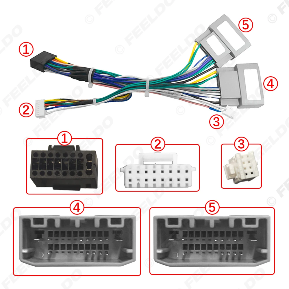 FEELDO Car Audio Wiring Harness with Canbus Box For Dodge Ram Jeep Cherokee Wrangler 16pin DVD Stereo Installation Wire Adapter