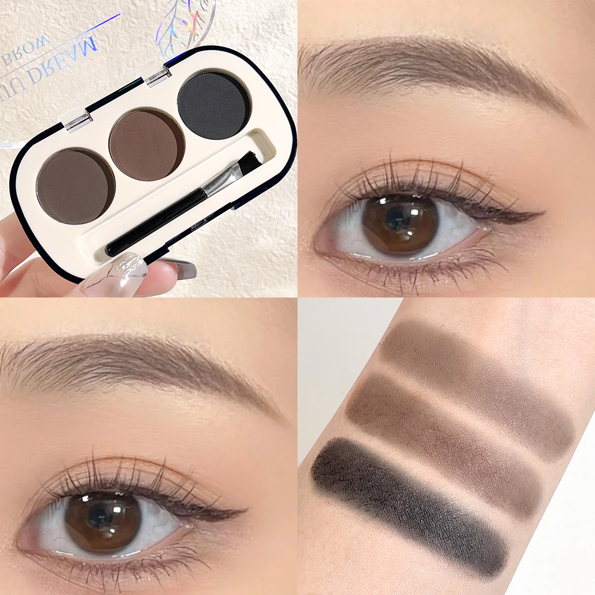 Three-color eyebrow powder pan eyebrow cream lasting waterproof and sweat-proof beginner eyebrow powder female