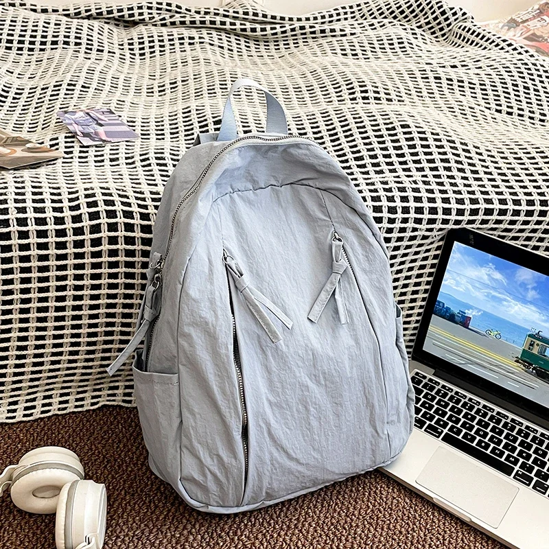 

Simple Nylon Zipper Portable Backpacks Solid Color Large Capacity Versatile Backpacks for Women 2024 Casual Fashion on Sale