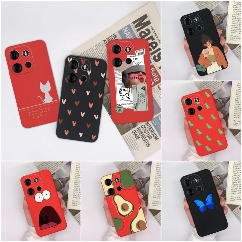 Phone Case For Tecno Spark Go 2020 2021 2022 2023 Shockproof Black Red Soft Silicone Love Heart Avocado For Tecno SparkGo Fundas