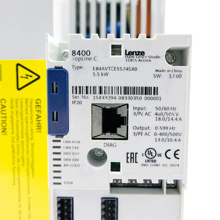 Lenze 8400 Topline C العلامة التجارية الأصلية محول تردد مؤازر E84AVTCE5524SX0 متوفر
