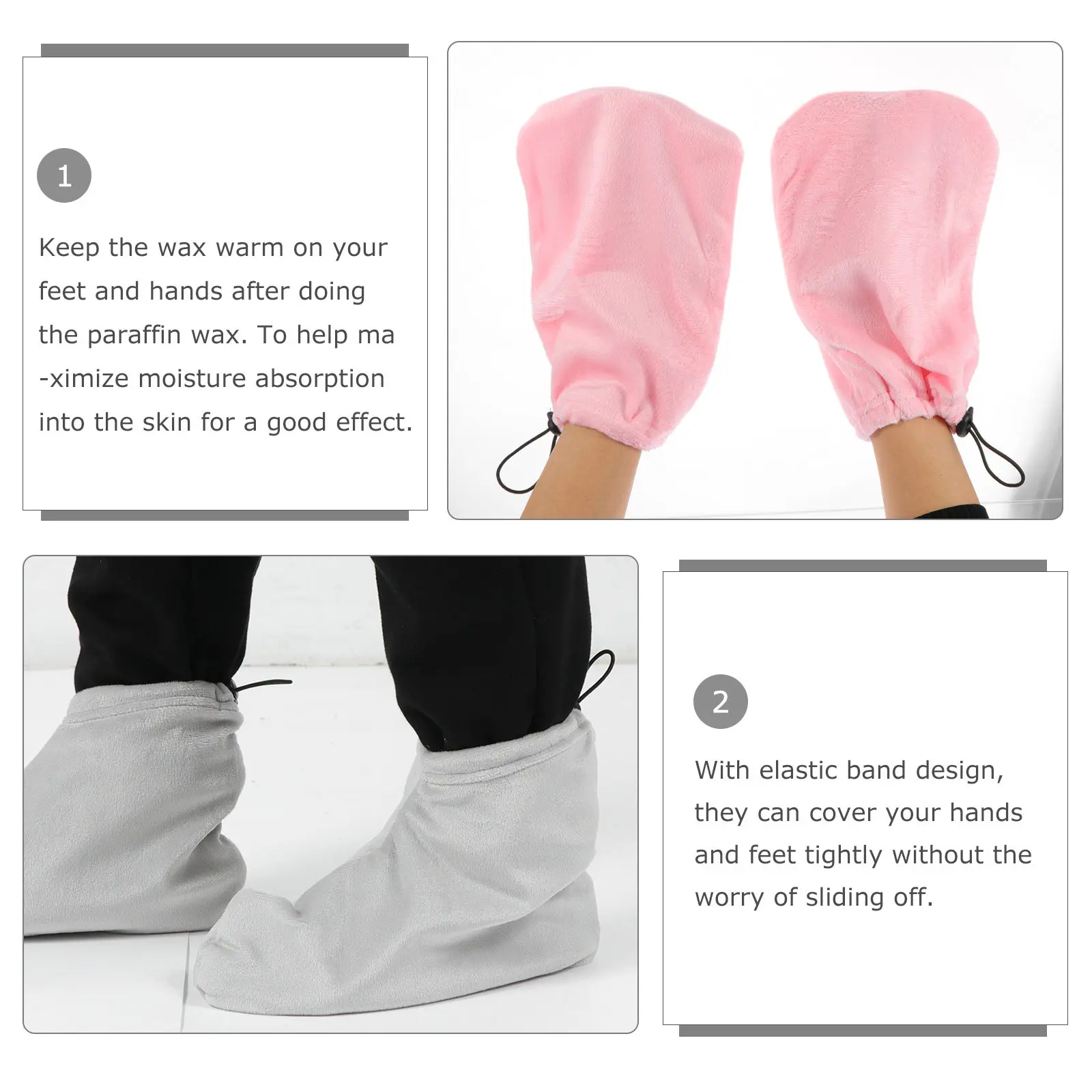1Set Elastic Band Wax Mitts Thermal Paraffin Wax Hand Foot Suitable for Spa Salon Home Beauty Therapy Treatment