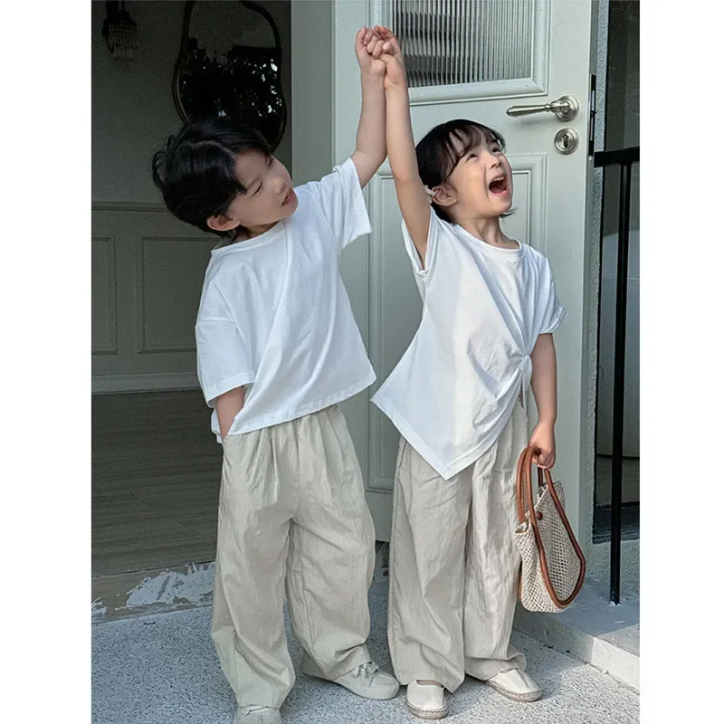 Brother Sister Matching Clothes Clothes Twins Boy and Girl Outfits Korean Children Clothing Kids T Shirts Pants Two Piece Sets