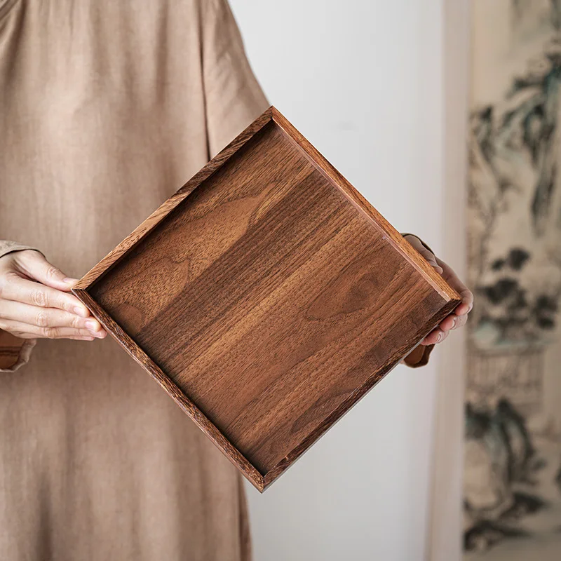 Walnut tea tray Minimalist dry brewing tea tray Cup storage tray Chinese candy snack fruit tray Tea room Tea house