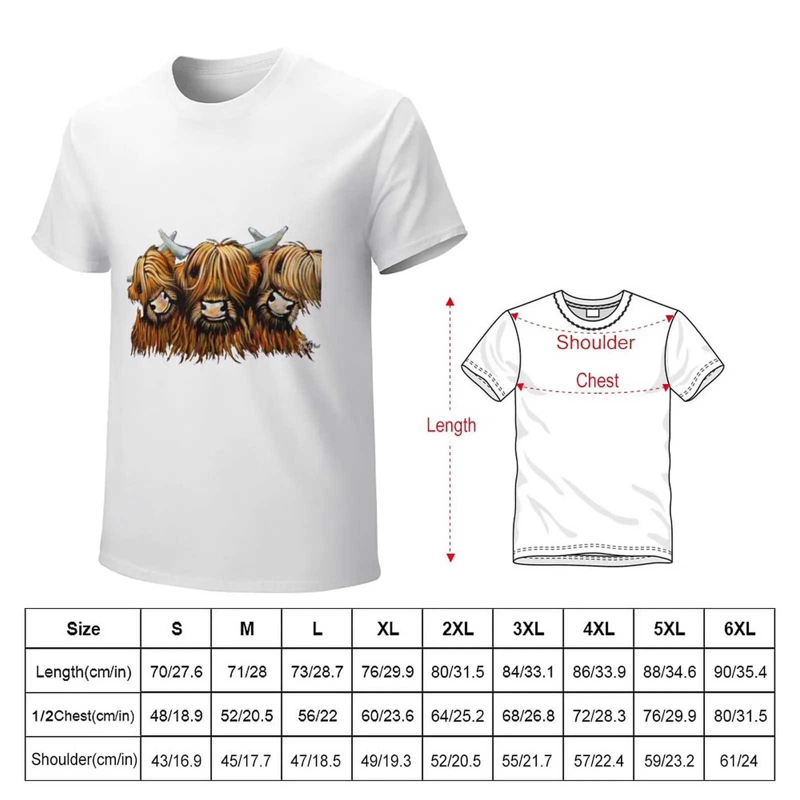 Scottish Hairy Highland Cow ' THE YOUNG ONES 2 ' by Shirley MacArthur T-Shirt summer tops tees mens workout shirts