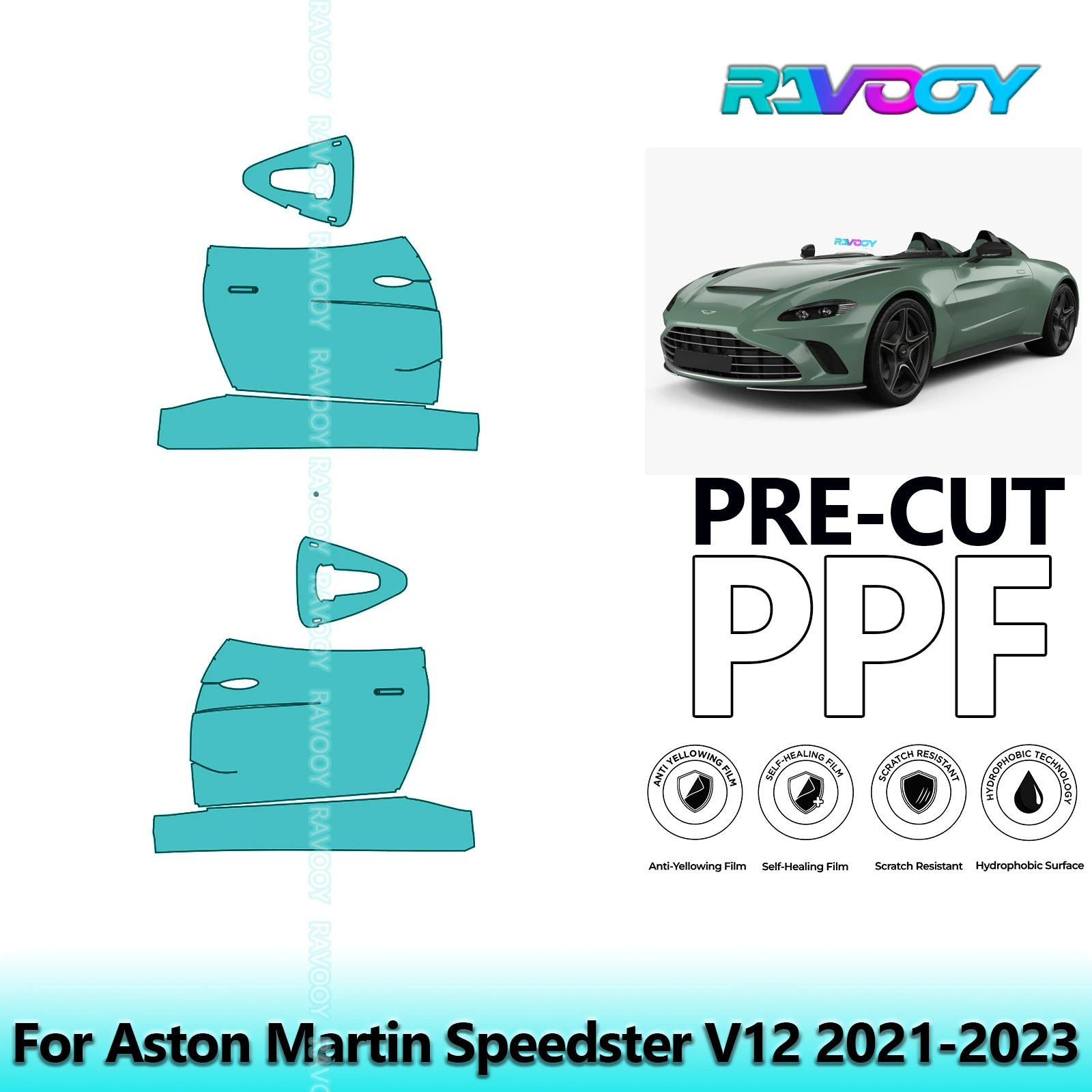 

For Aston Martin Speedster V12 2021-2023 8.5mil Clear Matte Pre-Cut PPF Door & A/B Pillar Kit TPU Paint Protection Film Set