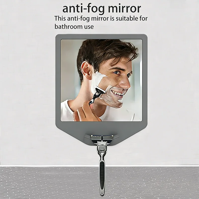 1 Stück Silikon-Badezimmer-Antibeschlag-Spiegelaufkleber für Herren, Rasier-/Make-up-Spiegel, ohne Bohren, Wandmontage, Badezimmerspiegel