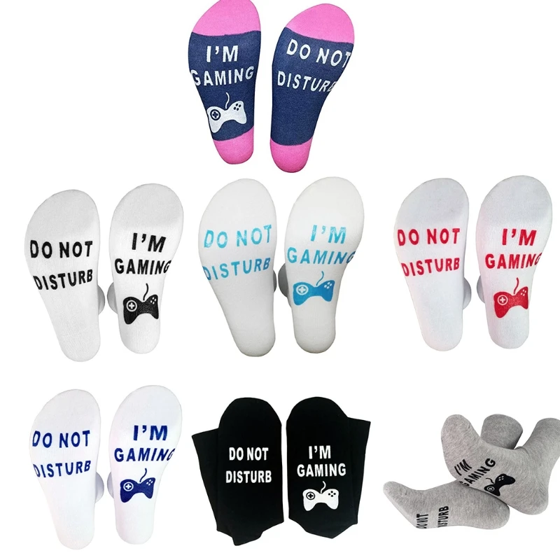 Men Women Novelty Funny Saying Words Cotton Socks Do Not Disturb Gaming Letters Printed Jacquard Tube Hosiery