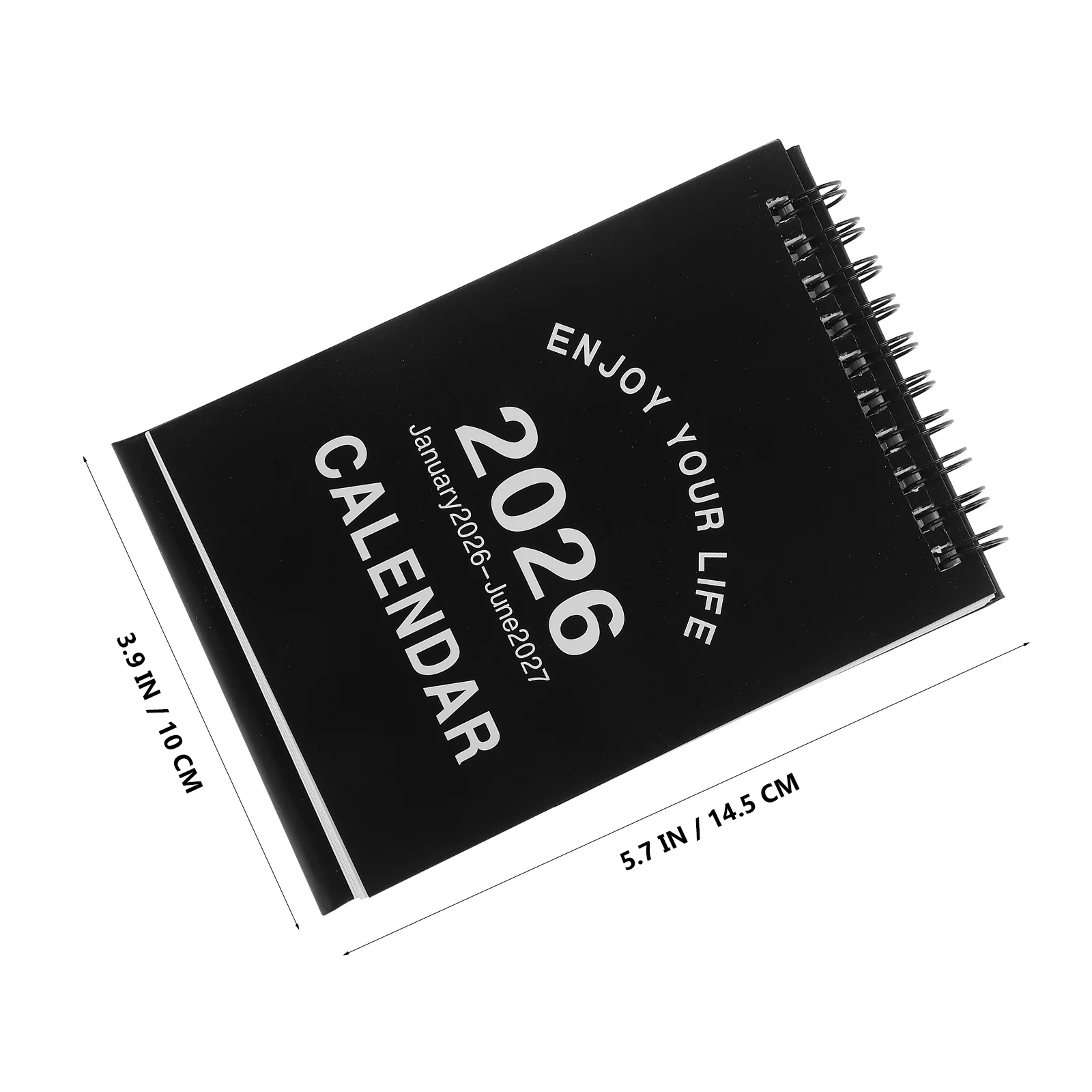 Mini calendario da 18 mesi 2026-2027 Planner da tavolo compatto nero per ufficio, scuola, uso domestico, tema cavallo zodiacale liscio
