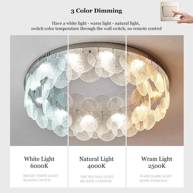 Cristal led luz de teto redonda abajur vidro lâmpadas teto lustre para sala estar quarto decoração casa