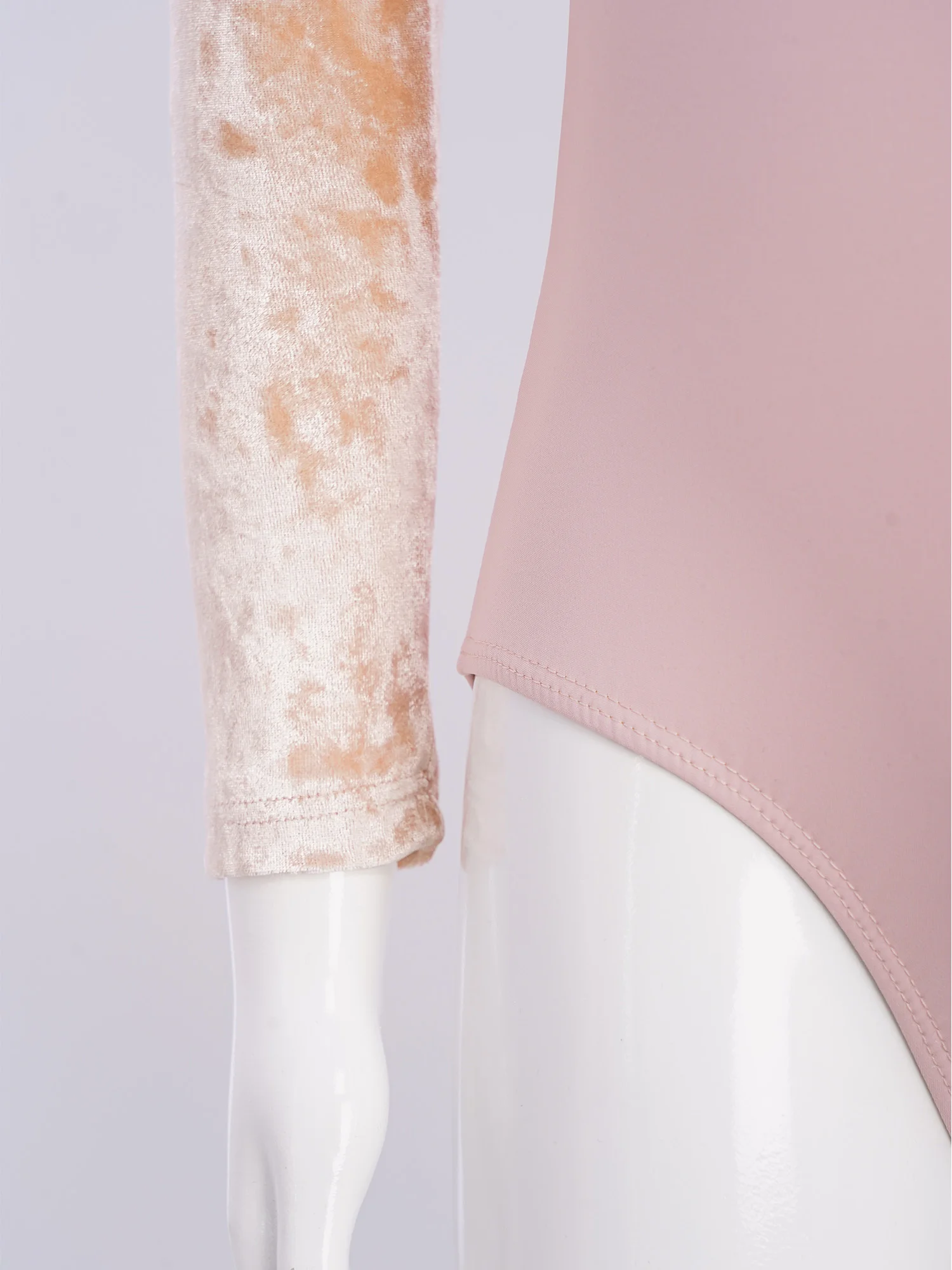 

Kids Girls Velvet Patchwork Ballet Leotards Rhythmic Gymnastics Costume Jumpsuits Dancewear Long Sleeve Ruched Dance Bodysuits