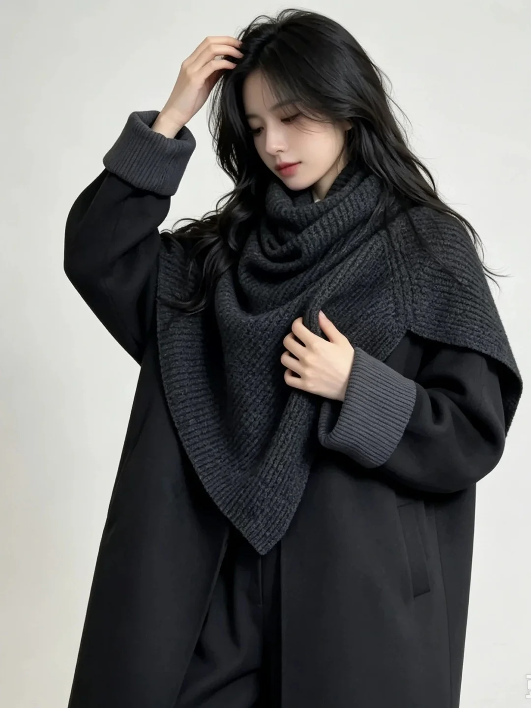 Korean Style Knitted Scarf High Collar Women's Autumn Winter Warmth Layering Outerwear Irregular Shawl Neck Warmer Scarf
