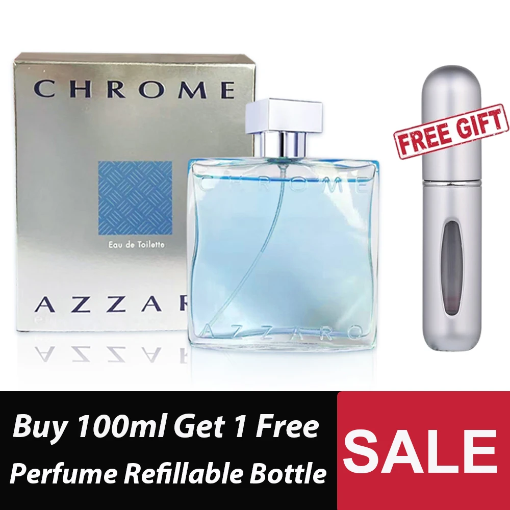 

Azzaro Chrome Eau de Toilette 100ML Fresh Aquatic Mens Cologne Citrus Woody Musky Fragrance Fresh Notes Luxury Perfumes for Men