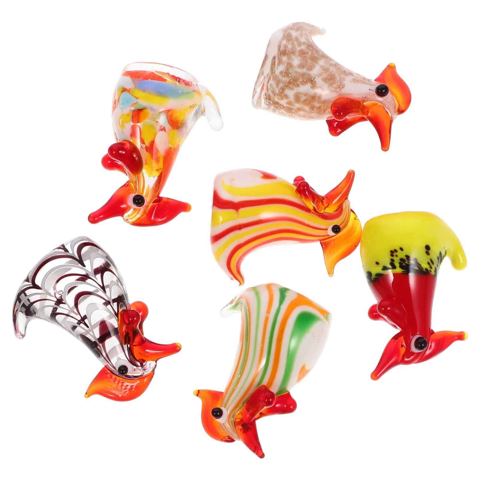 

6 Pcs Mini Chicken Figurine Glass Chickens Figurines Decoration Fairy Garden Stuff Cock