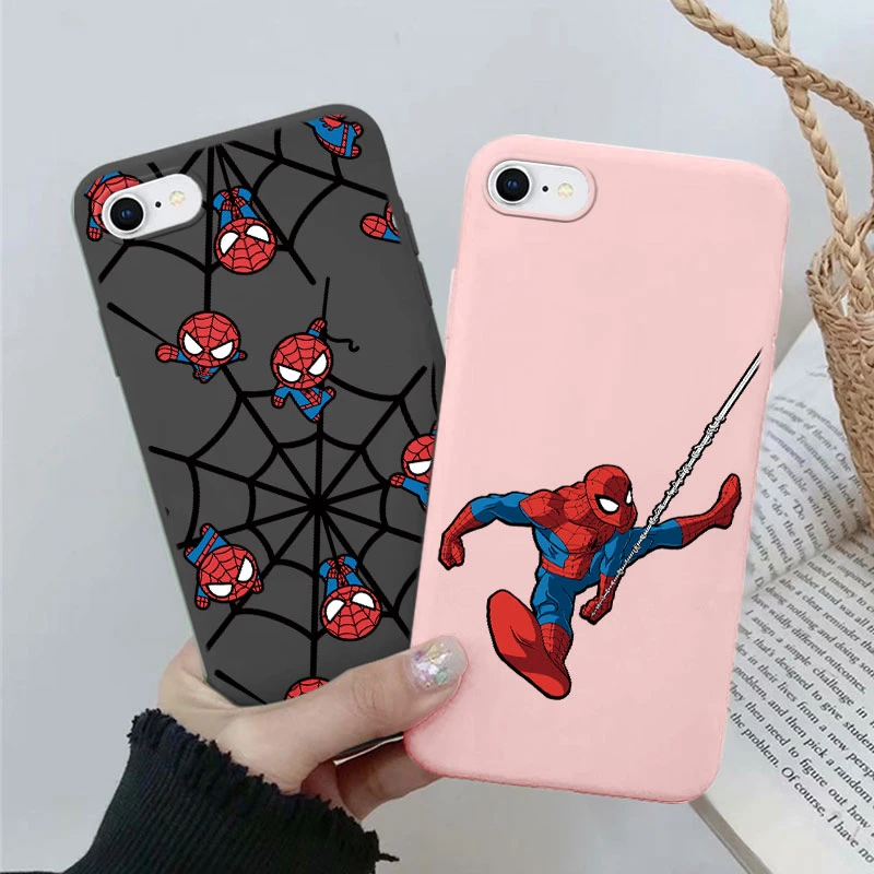 For IPhone 7 8 Plus 7 Plus 6 6S 6 Plus XR X XS XS Max 8 SE 2022 SE 2020 4G Marvel Spider Man Cartoon Fashion Silicone Phone Case