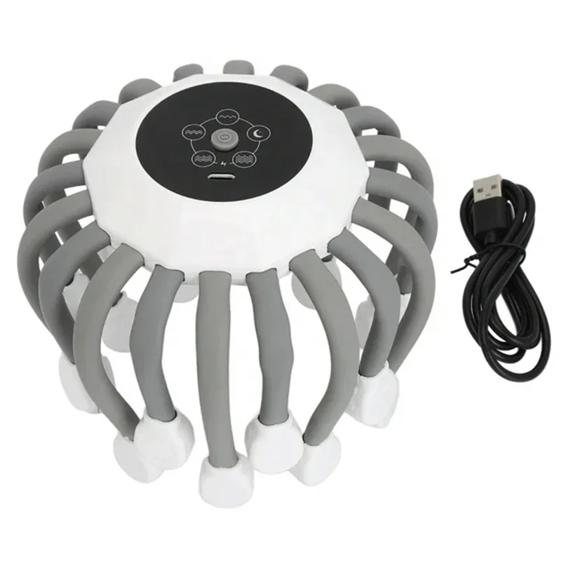 

New Arrivals Head Relaxation Vibration in-Built Music Light Head Massage Device 20 Claw Octopus Electric Head Massager