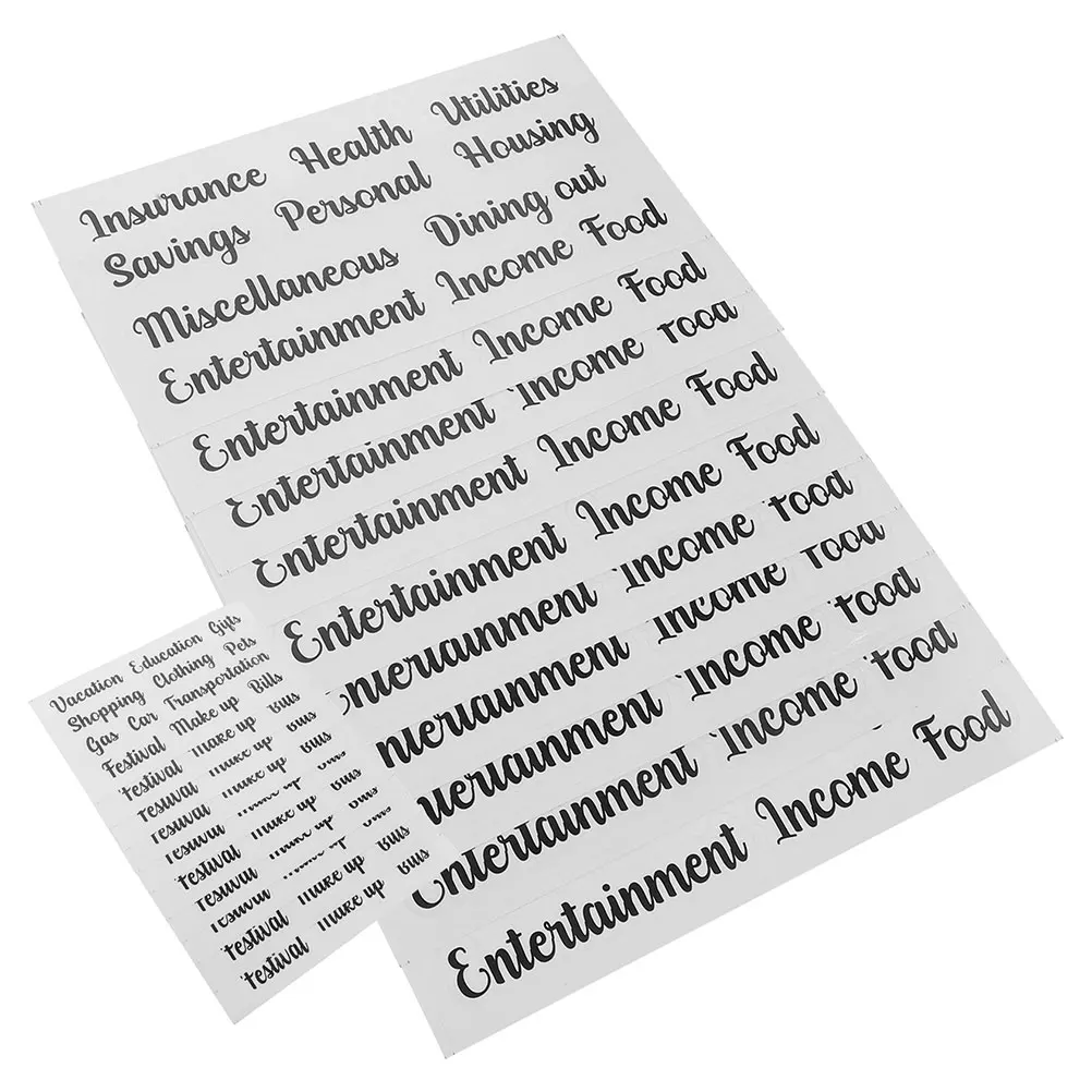 12 مجموعة من ملصقات الملصقات الأبجدية، ملصقات لاصقة من مادة PVC لمخطط الهاتف المحمول، ديكور تصنيف المغلف النقدي #6