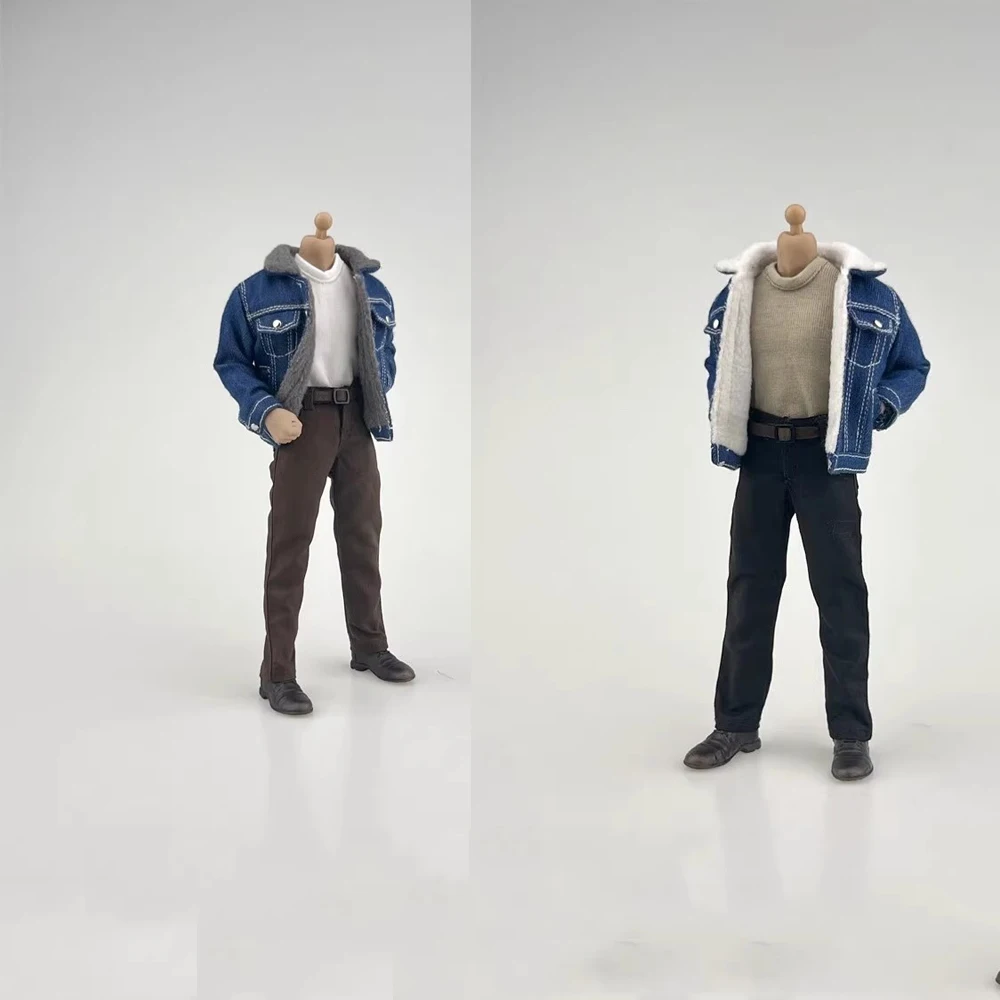 

CCN1205 CCN1208 1/12 Square Head Soldier Lamb Down Denim Jacket Casual Pants Clothes Accessory for 6-inch Figure Body