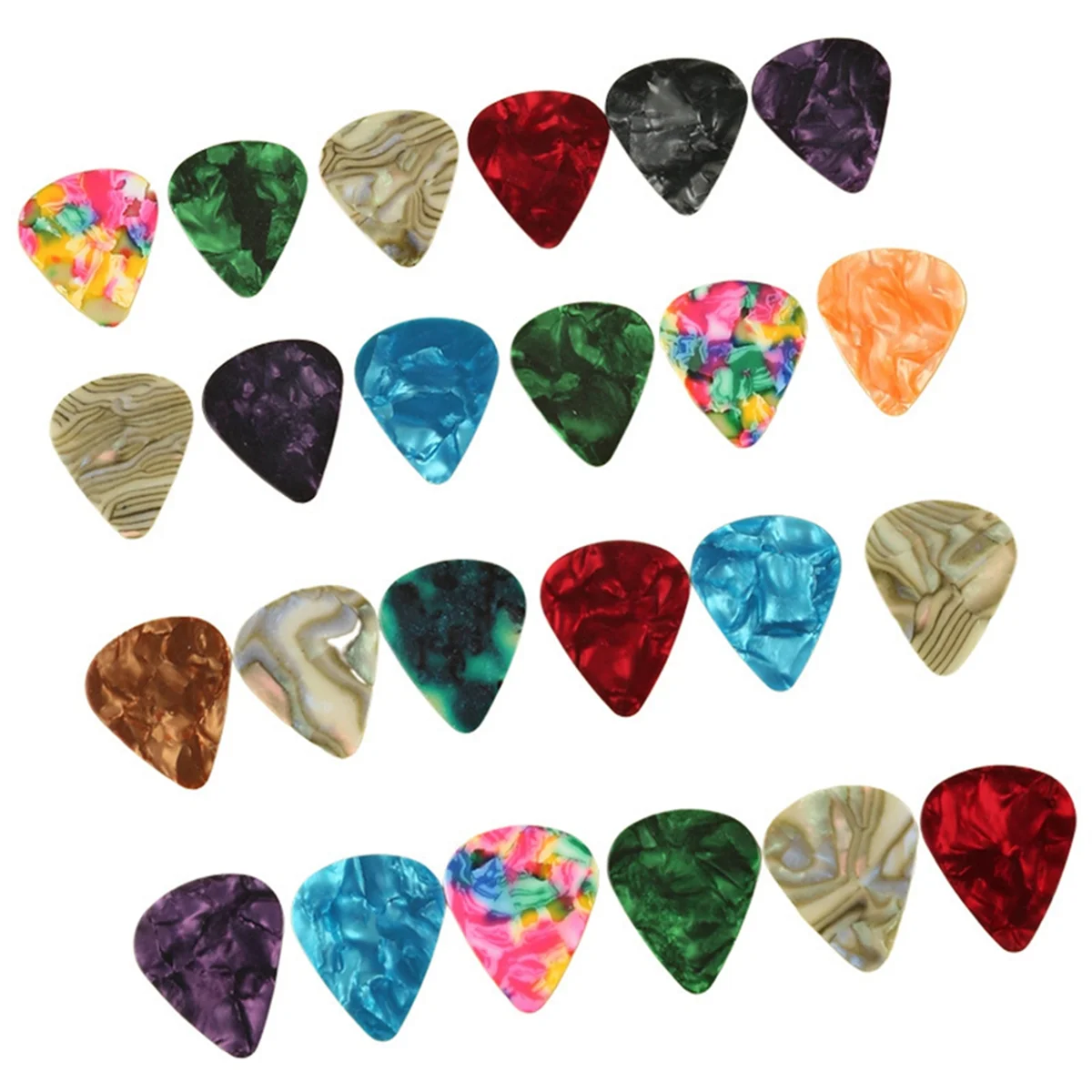 A 30Pcs Guitar Picks Plectrums Celluloid Guitar Picks 0.46 0.71 0.96mm Colorful Comfortable Feel