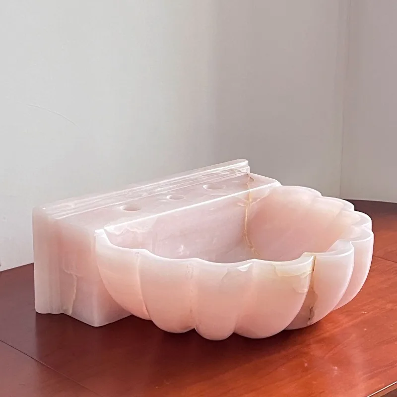 100% Natural Marble French Luxury Irregular Wall-Mounted Sink for Villa Bathroom